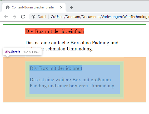 Content-Boxen gleicher Breite