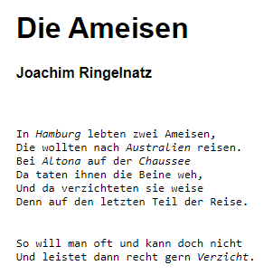 Gedicht in der Standardansicht