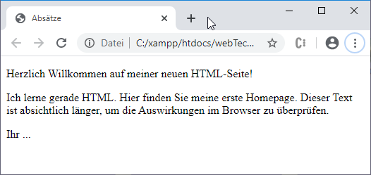 Absätze im Browser