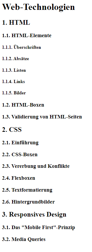 Überschriftenstruktur