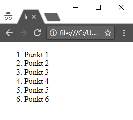 Sortierte Liste im Browser