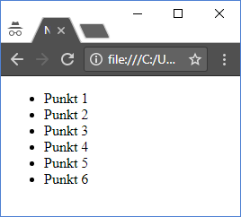 Unsortierte Liste im Browser