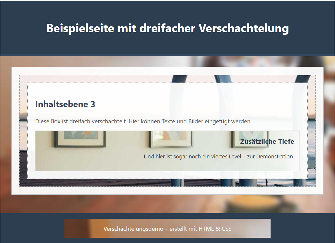 Dreifach verschachtelte Seite