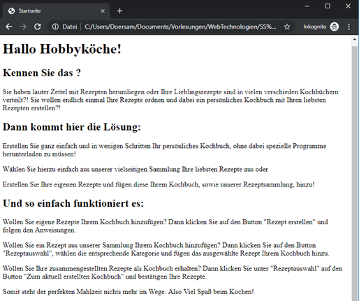 Absätze im Browser