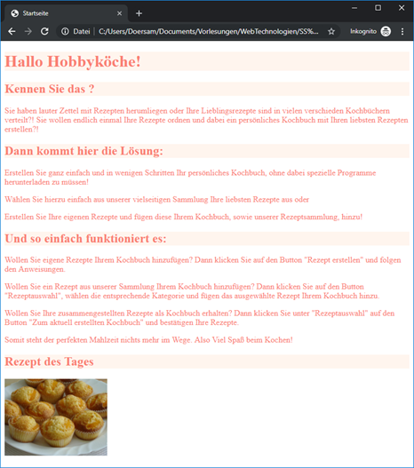 Seite mit CSS